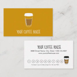 Tarjeta De Fidelización Café Personalizado amarillo mostaza