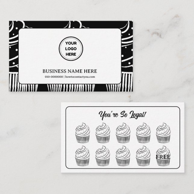 Tarjeta De Fidelización Cafetería Cupcakes Punto de Recompensa (Anverso / Reverso)