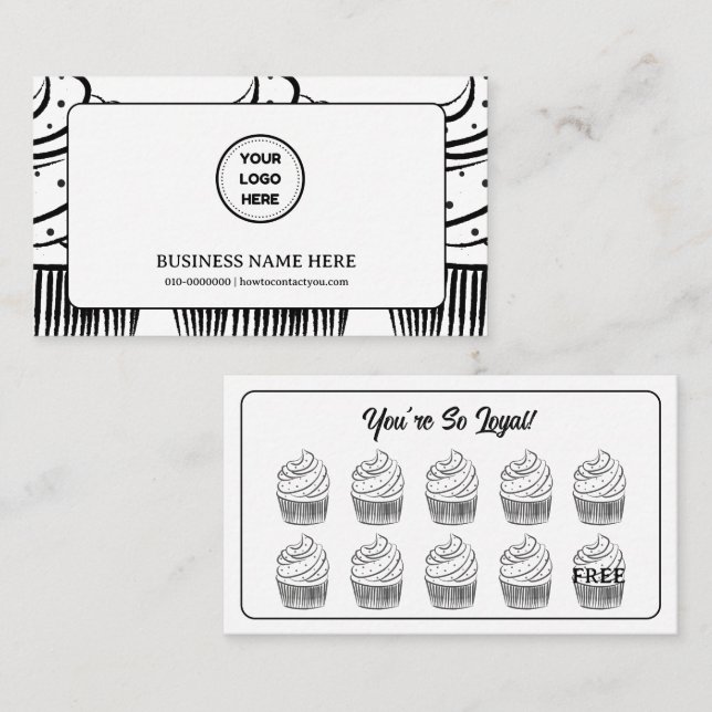 Tarjeta De Fidelización Cafetería Cupcakes Punto de Recompensa (Anverso / Reverso)