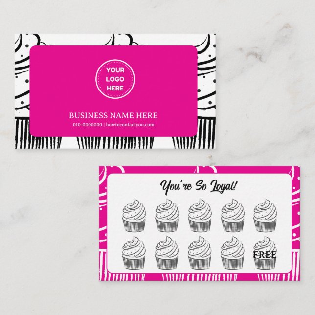 Tarjeta De Fidelización Cafetería Cupcakes Punto de Recompensa (Anverso / Reverso)