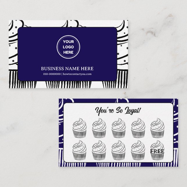 Tarjeta De Fidelización Cafetería Cupcakes Punto de Recompensa (Anverso / Reverso)