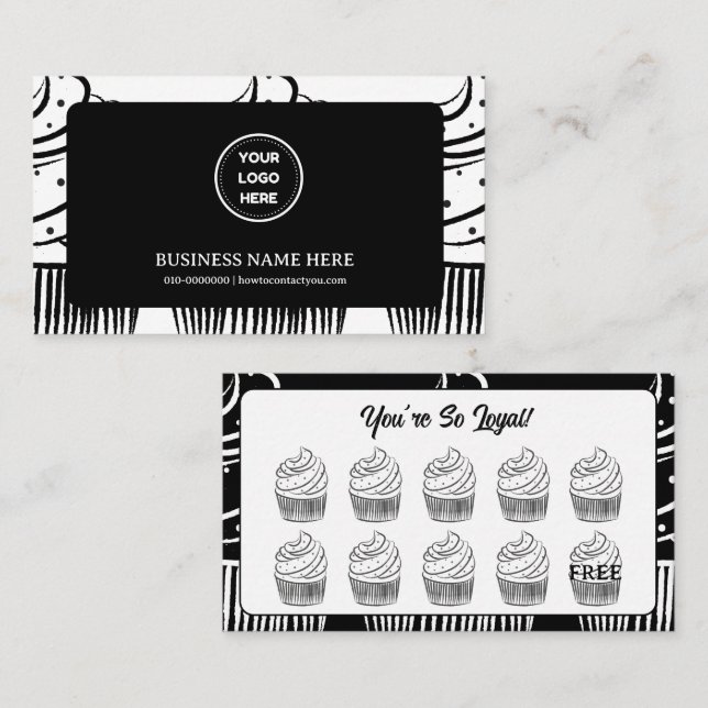 Tarjeta De Fidelización Cafetería Cupcakes Punto de Recompensa (Anverso / Reverso)