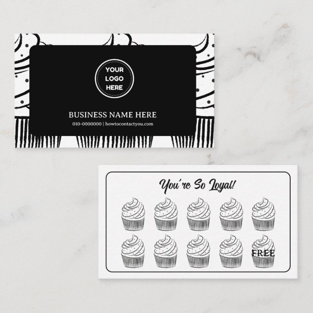 Tarjeta De Fidelización Cafetería Cupcakes Punto de Recompensa (Anverso / Reverso)