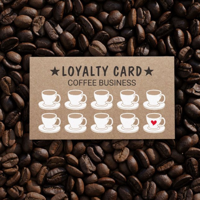 Tarjeta De Fidelización Cafetería Cute Cups Rústico Kraft Lealtad al café (Subido por el creador)