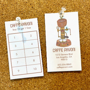 Tarjeta De Fidelización Cafetería de café de época de espresso acuático
