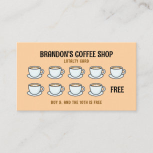 Tarjeta De Fidelización Cafetería de Ilustracion marrón claro