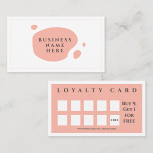 Tarjeta De Fidelización Cafetería Minimalista de salón rosa Rubor
