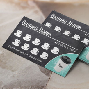 Tarjeta De Fidelización Cafetería Rustic Chalkboard 10 tazas Lealtad