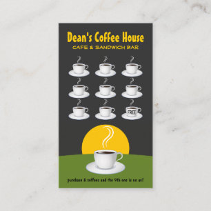 Tarjeta De Fidelización Cafetería verde negra con premios de fidelidad Pun