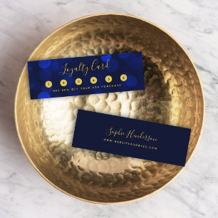Tarjeta De Fidelización Caligrafía moderna Sapphire Blue Bokeh Luces