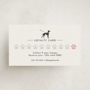 Tarjeta De Fidelización Caminador de Perros Clásico Elegante Paseo de Pe