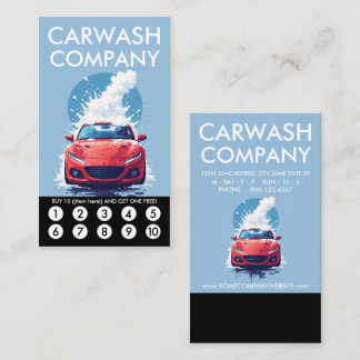 Tarjeta De Fidelización Car Wash Loyalty Punch Card