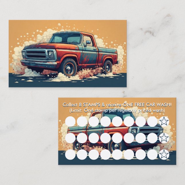 Tarjeta De Fidelización car wash stamp card (Anverso / Reverso)