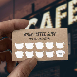 Tarjeta De Fidelización Cartas de fidelidad de café de Kraft rústico