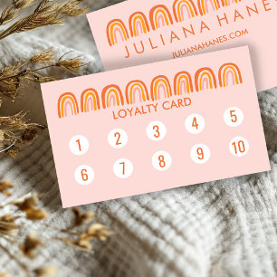 Tarjeta De Fidelización Chic Simple Pink Orange Rainbows 10