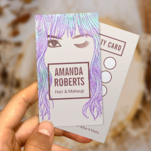 Tarjeta De Fidelización Chica de belleza maquillaje artista y fidelidad de