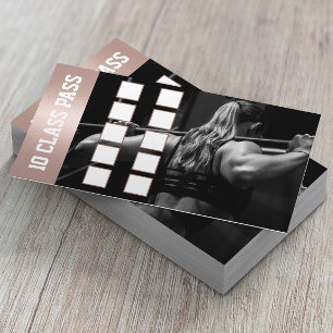 Tarjeta De Fidelización Chica de fitness Rosa Oro 10 Clase Lealtad