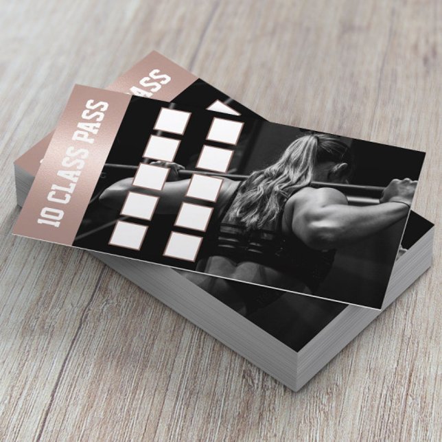 Tarjeta De Fidelización Chica de fitness Rosa Oro 10 Clase Lealtad (Subido por el creador)