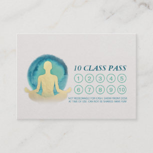 Tarjeta De Fidelización Cita de pases de clase YOGA de color acuático verd