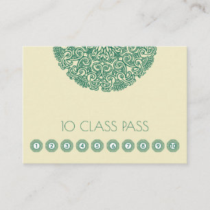 Tarjeta De Fidelización Clase de Yoga del Símbolo de Mandala Verde