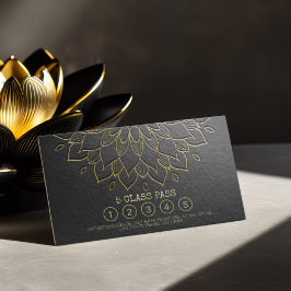 Tarjeta De Fidelización Clase Yoga Pass Black Gold Grabado en relieve Mand