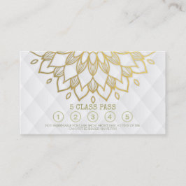 Tarjeta De Fidelización Clase Yoga Pass Gold Mandala Floral Cuero blanco