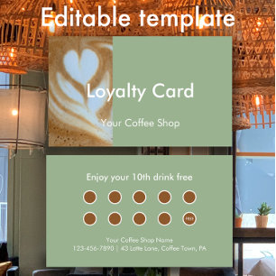 Tarjeta De Fidelización Cliente de Casa de Café con Foto Personalizada Mod