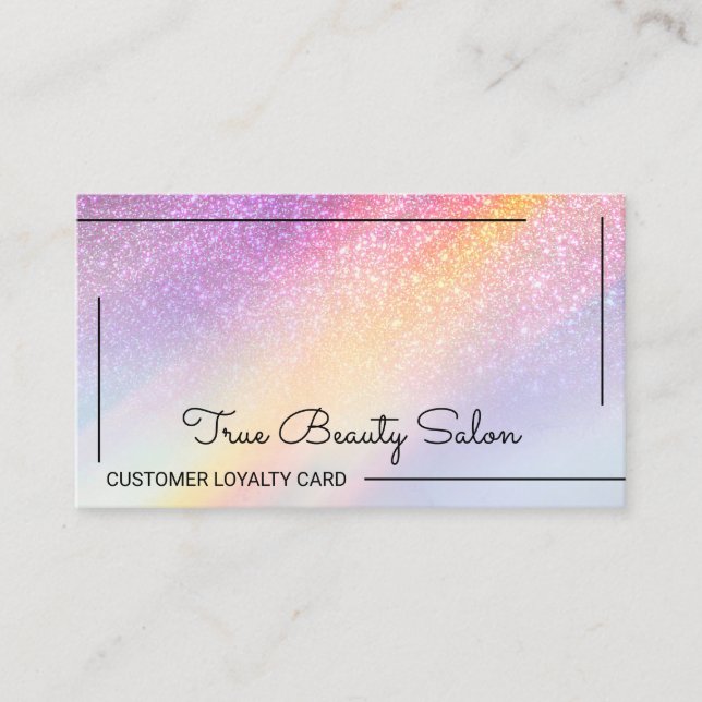 Tarjeta De Fidelización Cliente de Ombre, Purpurina holográfico arcoiris (Anverso)