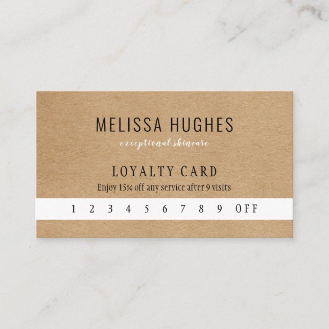 Tarjeta De Fidelización Cliente Empresarial Profesional Rustic Kraft (Anverso)