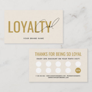 Tarjeta De Fidelización Cliente moderno profesional beige dorado