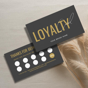 Tarjeta De Fidelización Cliente moderno profesional gris y dorado