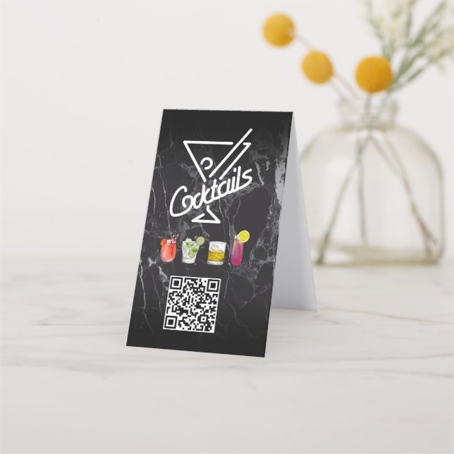 Tarjeta De Fidelización Cócteles | Código QR | Añadir Personalizado (Anverso)