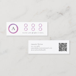 Tarjeta De Fidelización Código QR de monograma moderno rosa y púrpura