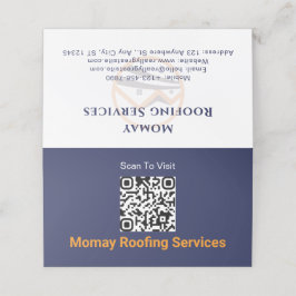 Tarjeta De Fidelización Código QR del contratista de techos azul oro blanc