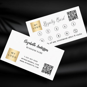 Tarjeta De Fidelización código qr del logotipo corporativo negro blanco