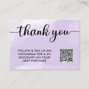 Tarjeta De Fidelización Código QR negro púrpura Gracias Comprar Insertar