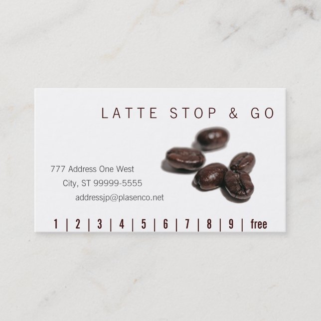 Tarjeta De Fidelización Coffee Beans Stop & Go Drive-Thru (Anverso)