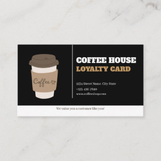 Tarjeta De Fidelización Coffee Cups Black White Cafe Customer Loyalty Card
