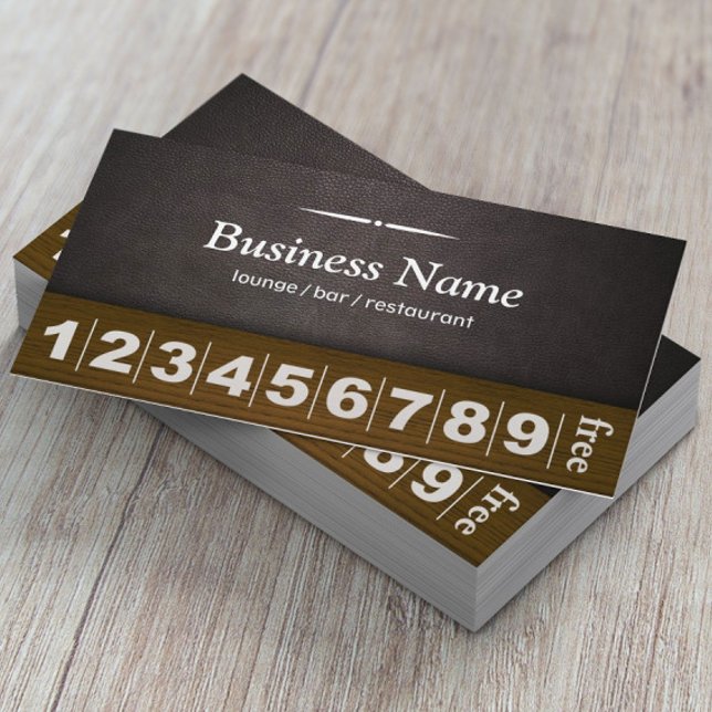 Tarjeta De Fidelización Coffee Lounge Bar Leather & Wood Loyalty Punch (Subido por el creador)