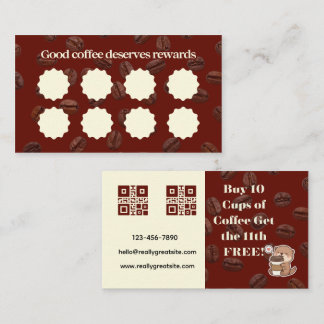 Tarjeta De Fidelización Coffee Loyalty Card - Buy 10 Get 1 Free Rewards