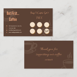 Tarjeta De Fidelización Coffee Loyalty Card Minimal Brown