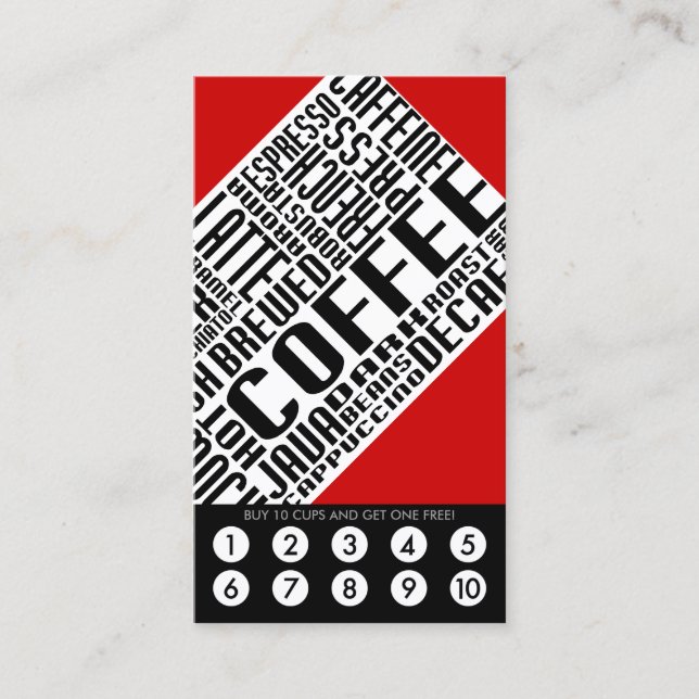 Tarjeta De Fidelización coffee loyalty (wordWEBs) (Anverso)