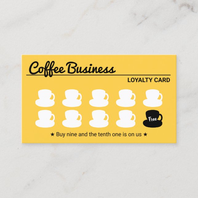 Tarjeta De Fidelización Coffee Shop Gold Customer Loyalty Punch Card (Anverso)