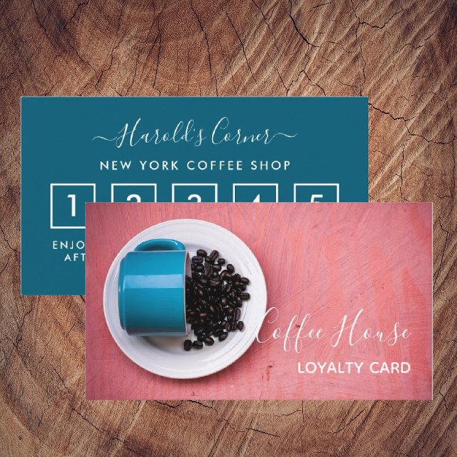 Tarjeta De Fidelización Coffee Shop Loyalty Card - Blue Coffee Mug (Subido por el creador)