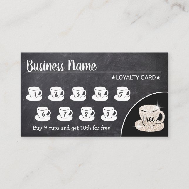 Tarjeta De Fidelización Coffee Shop Rustic Chalkboard Lealtad del Cliente (Anverso)