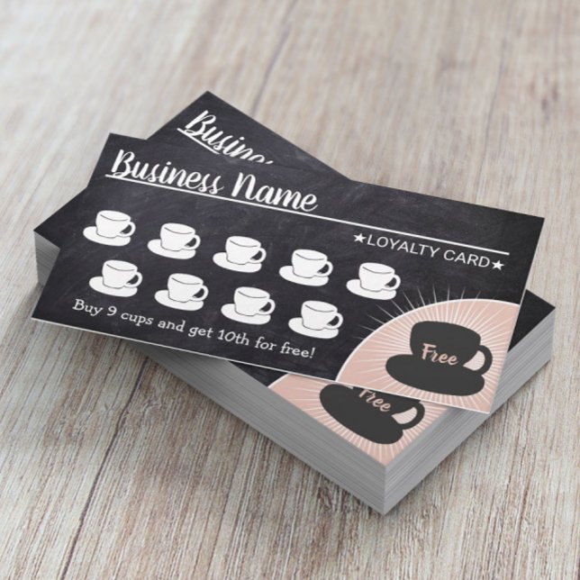 Tarjeta De Fidelización Coffee Shop Rustic Chalkboard Loyalty Punch Card (Subido por el creador)