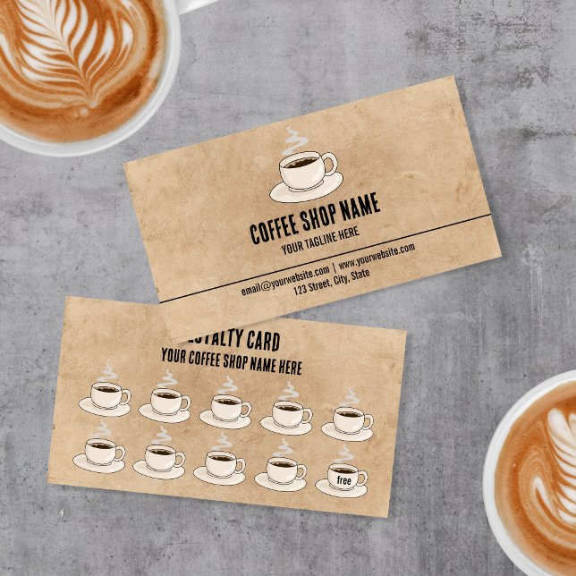 Tarjeta De Fidelización Coffee Shop Rústico Cute Recompensas (Subido por el creador)