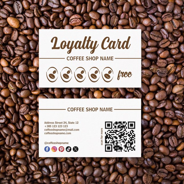 Tarjeta De Fidelización Coffee Shop Simple QR Code Loyalty Card (Subido por el creador)