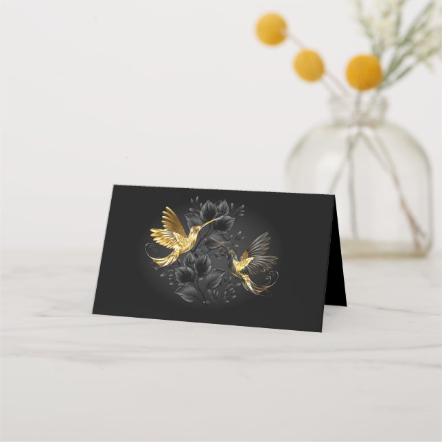 Tarjeta De Fidelización Colibrí negro y dorado (Anverso)