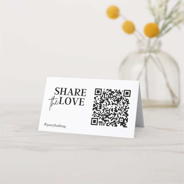 Tarjeta De Fidelización Compartir fotos de Boda de amor Código QR (Anverso)